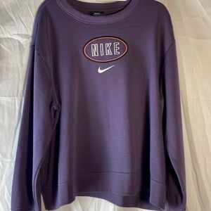 Nike French Terry Crewneck Sweatshirt Purple Center Swoosh Pink Oval 2X Like New